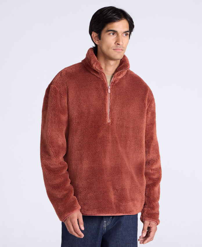 Teddy Mens Half Zip Fleece - Orange