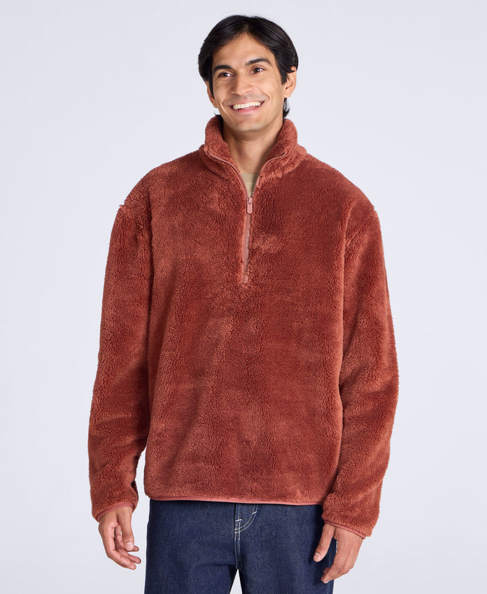 Teddy Mens Half Zip Fleece - Orange