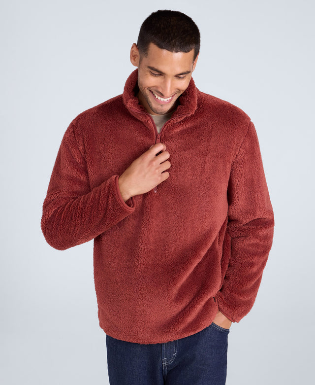 Teddy Mens Half Zip Fleece - Red