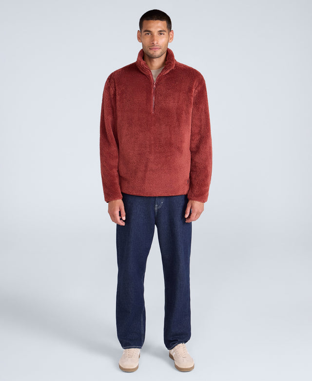 Teddy Mens Half Zip Fleece - Red