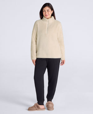 Teddy Womens Half Zip Fleece - Beige