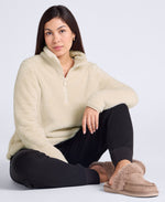 Teddy Womens Half Zip Fleece - Beige
