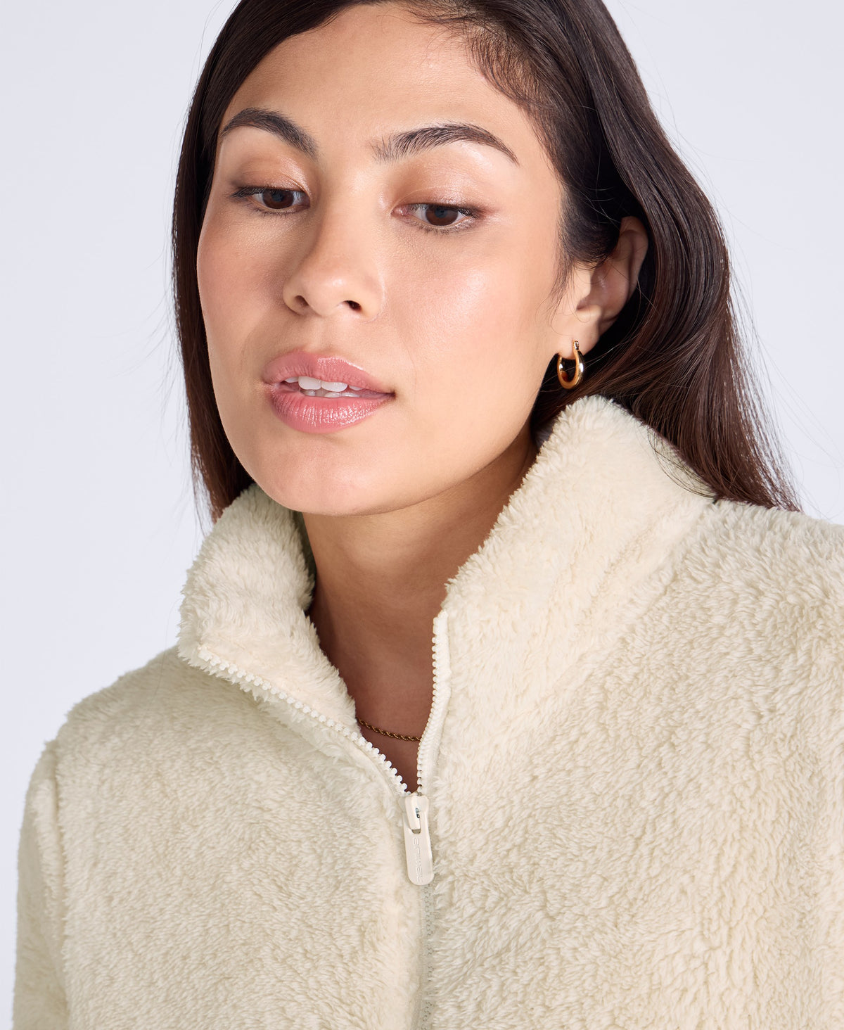 Teddy Womens Half Zip Fleece - Beige