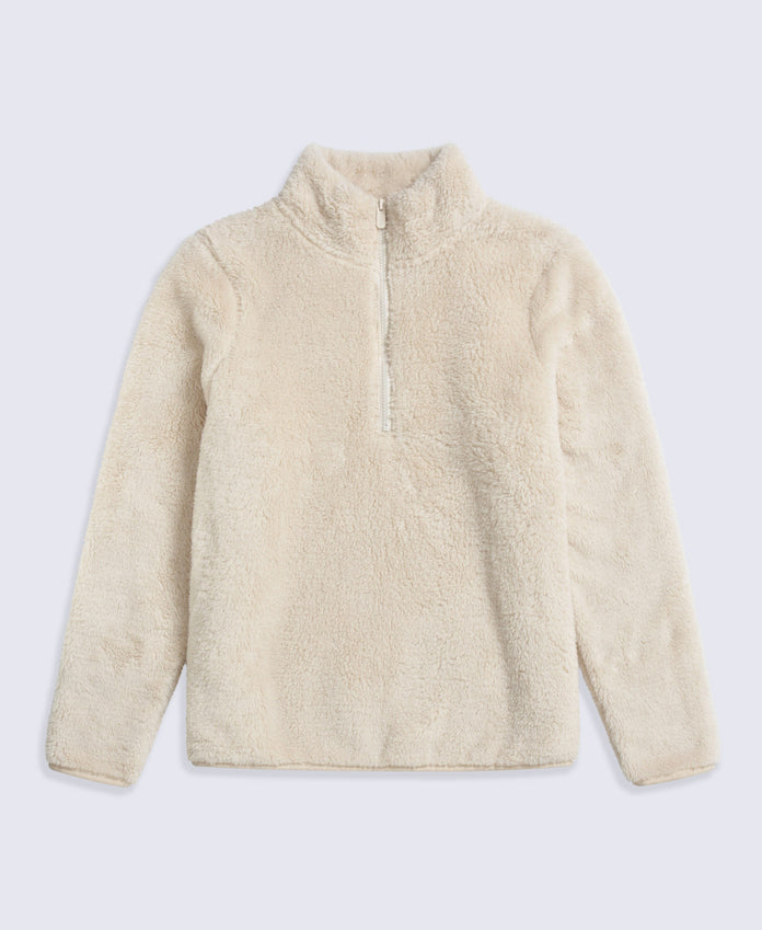 Teddy Womens Half Zip Fleece - Beige