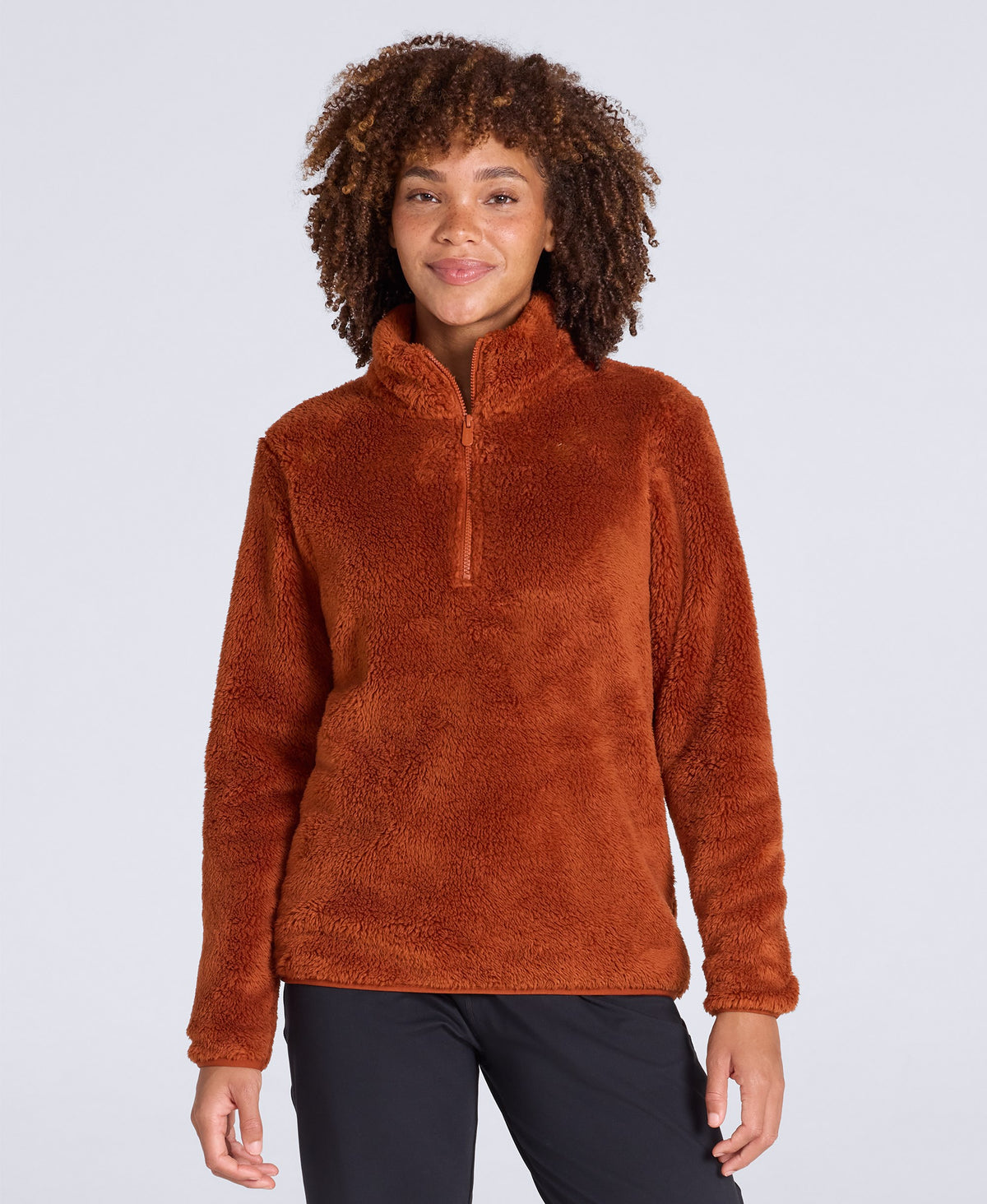 Teddy Womens Half Zip Fleece - Burnt Orange