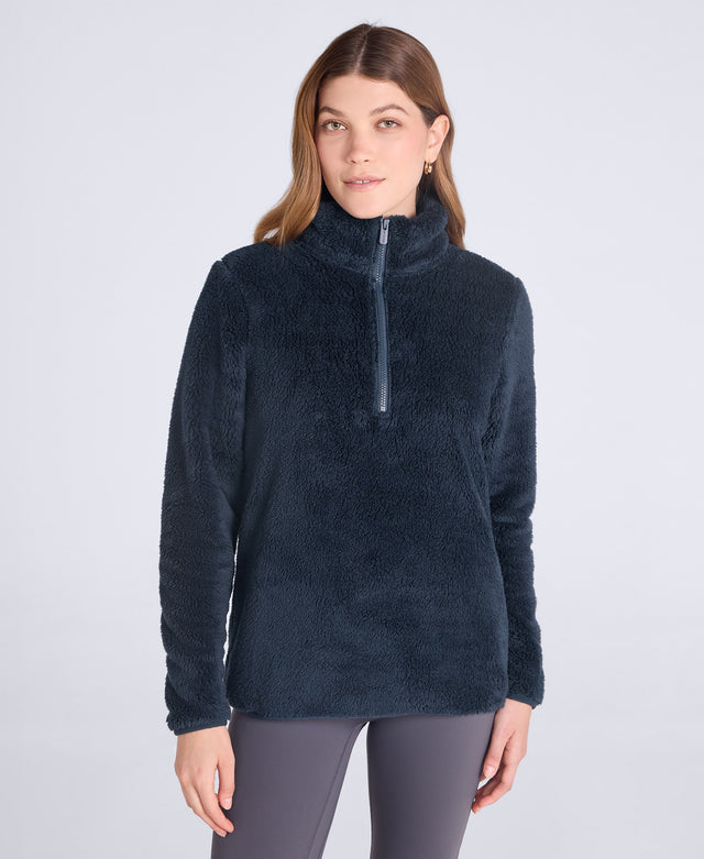 Teddy Womens Half Zip Fleece - Dark Blue