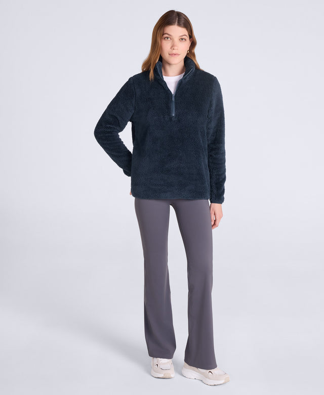 Teddy Womens Half Zip Fleece - Dark Blue
