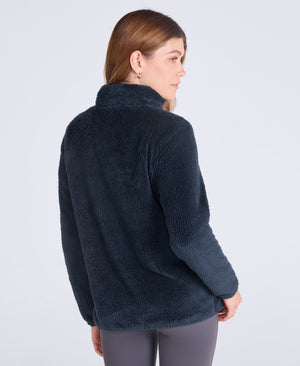Teddy Womens Half Zip Fleece - Dark Blue