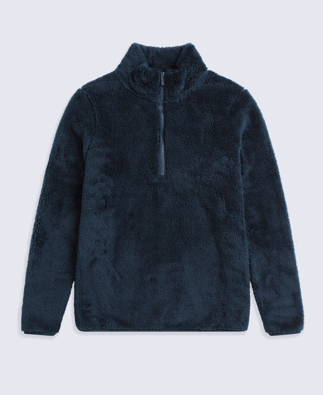 Teddy Womens Half Zip Fleece - Dark Blue