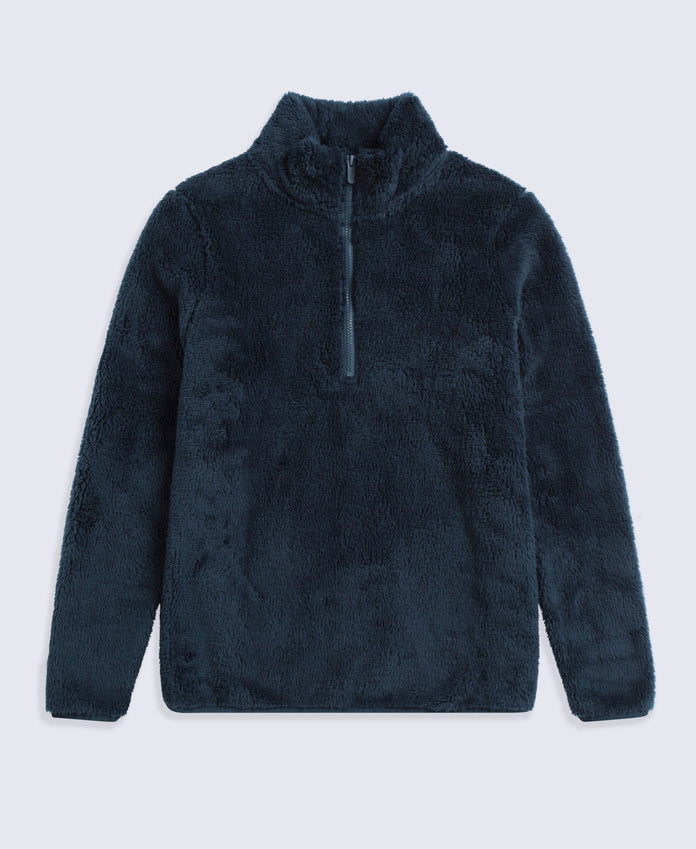 Teddy Womens Half Zip Fleece - Dark Blue