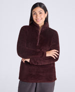Teddy Womens Half Zip Fleece - Dark Brown