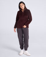 Teddy Womens Half Zip Fleece - Dark Brown