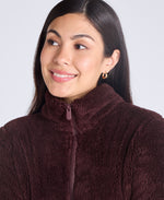 Teddy Womens Half Zip Fleece - Dark Brown