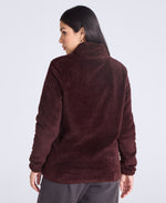 Teddy Womens Half Zip Fleece - Dark Brown