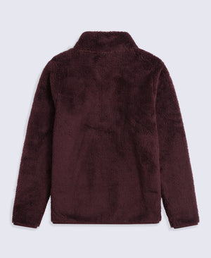 Teddy Womens Half Zip Fleece - Dark Brown