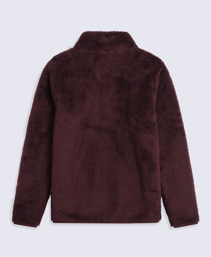 Teddy Womens Half Zip Fleece - Dark Brown
