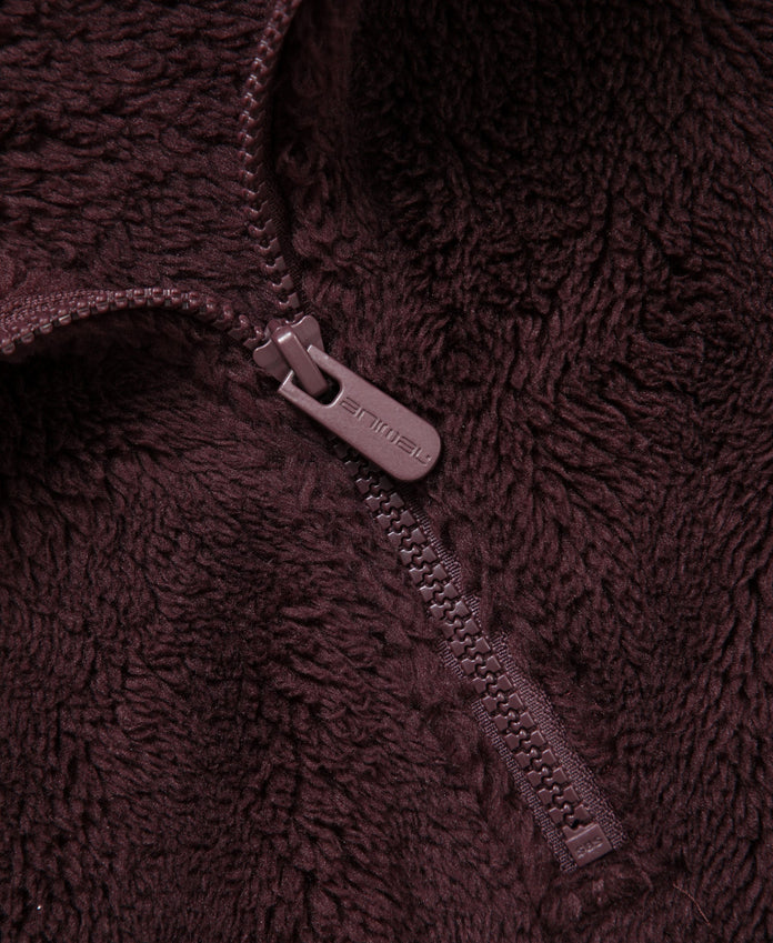 Teddy Womens Half Zip Fleece - Dark Brown