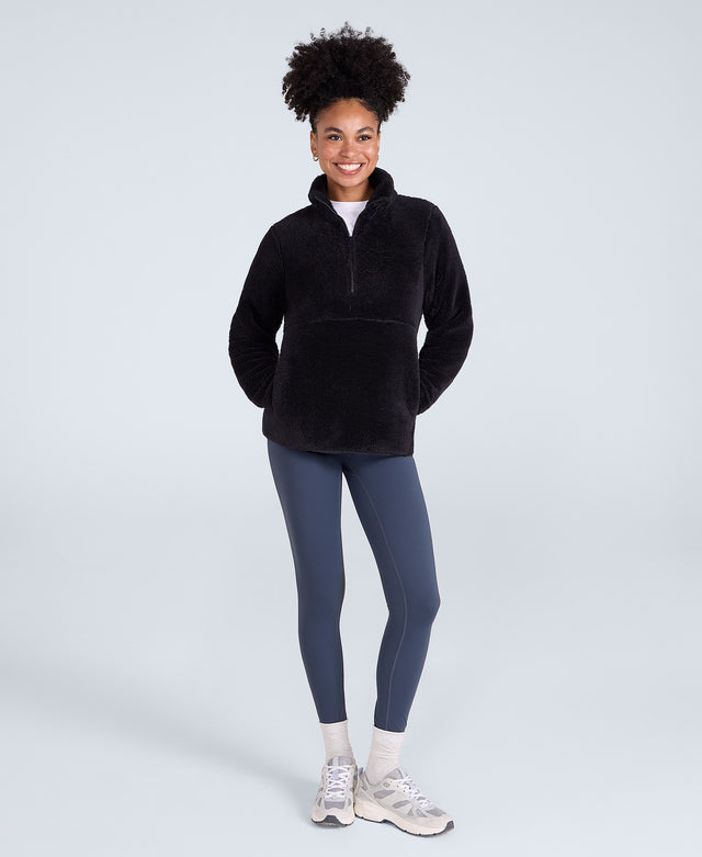 Teddy Womens Half Zip Fleece - Jet Black