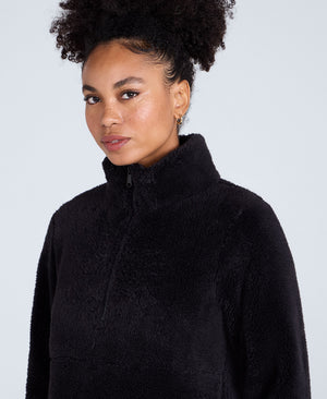 Teddy Womens Half Zip Fleece - Jet Black