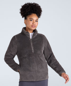 Teddy Womens Half Zip Fleece - Khaki