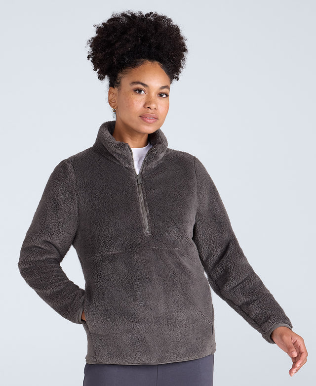Teddy Womens Half Zip Fleece - Khaki