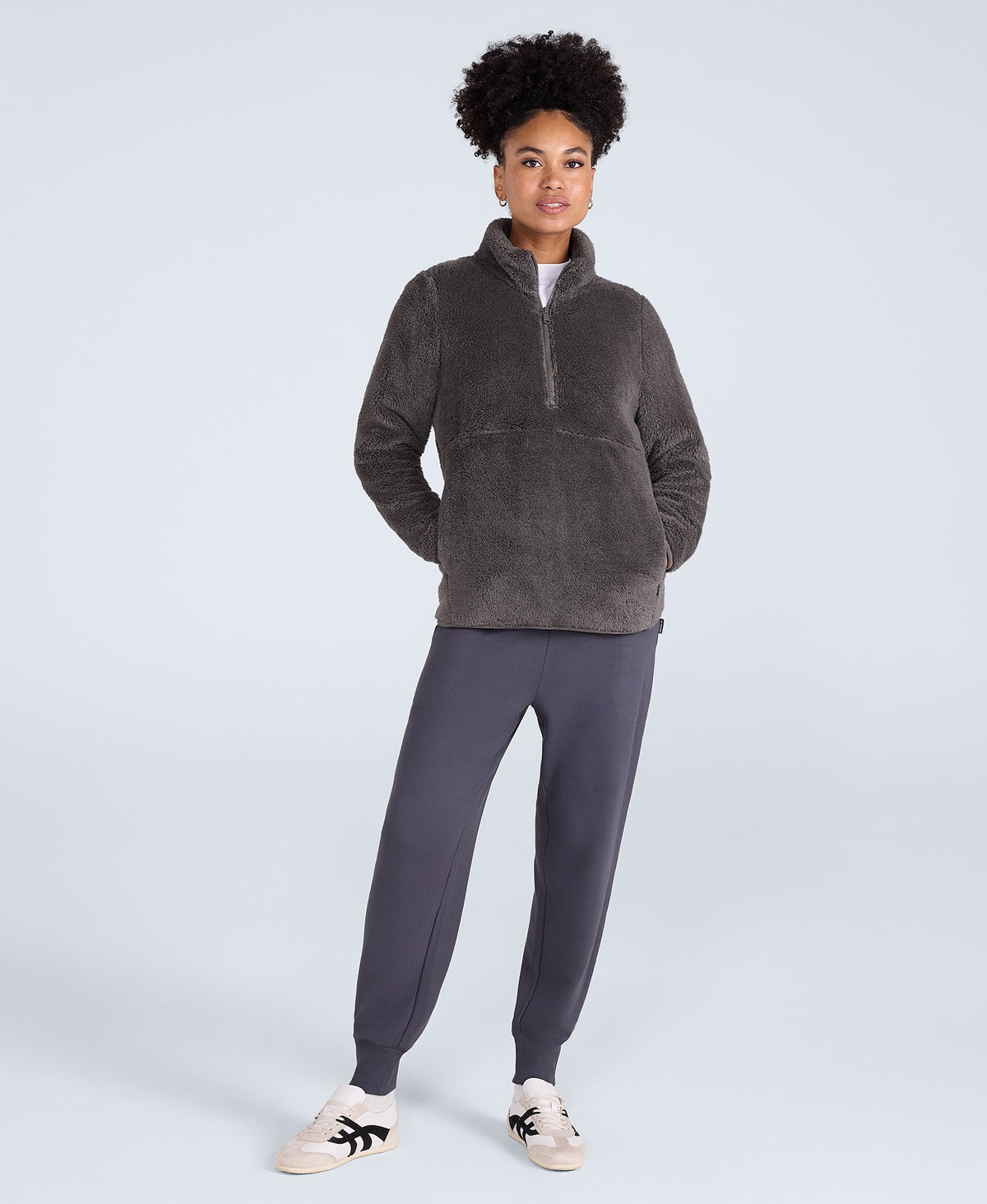 Teddy Womens Half Zip Fleece - Khaki