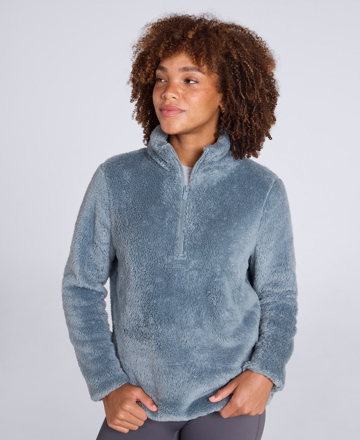 Teddy Womens Half Zip Fleece - Mint