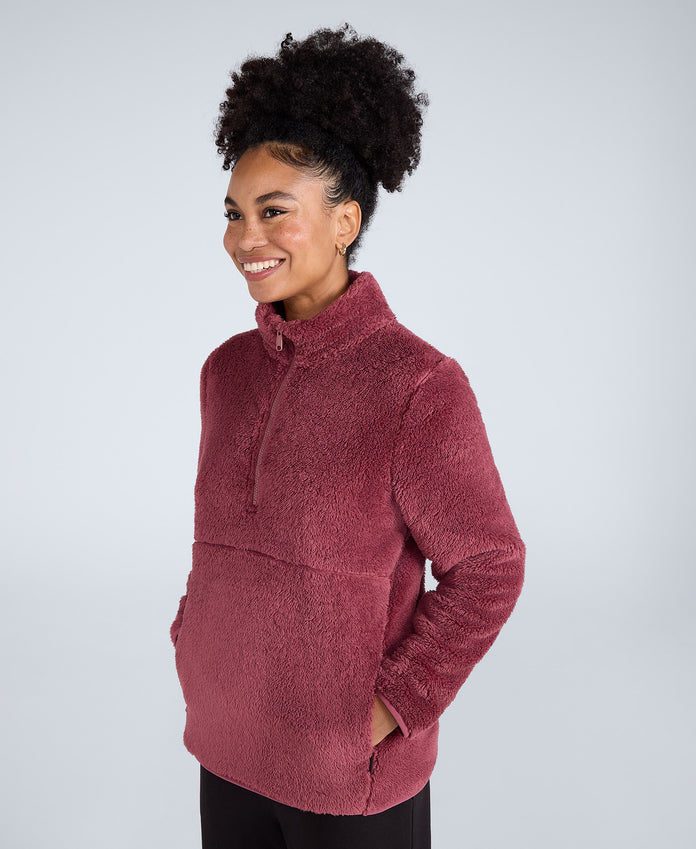 Teddy Womens Half Zip Fleece - Pink