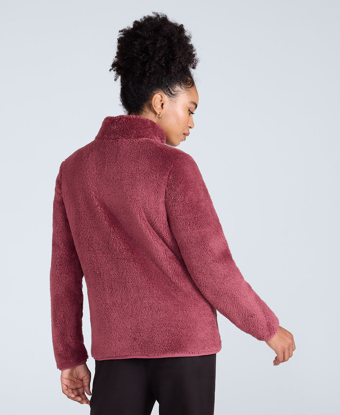 Teddy Womens Half Zip Fleece - Pink