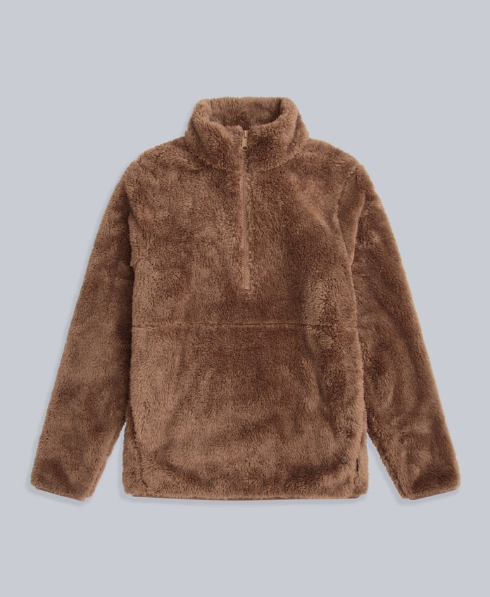 Teddy Womens Half Zip Fleece - Tan