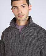 Mens Textured Half-Zip Fleece - Charcoal
