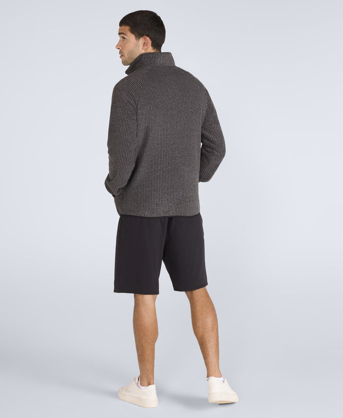 Mens Textured Half-Zip Fleece - Charcoal