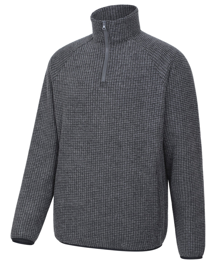 Mens Textured Half-Zip Fleece - Charcoal
