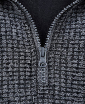 Mens Textured Half-Zip Fleece - Charcoal