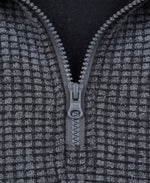Mens Textured Half-Zip Fleece - Charcoal