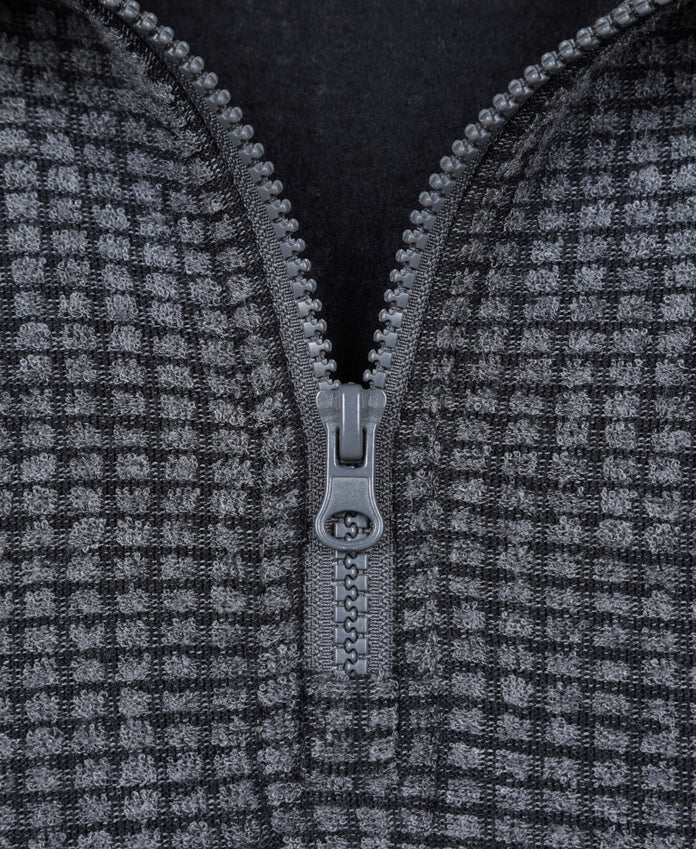 Mens Textured Half-Zip Fleece - Charcoal