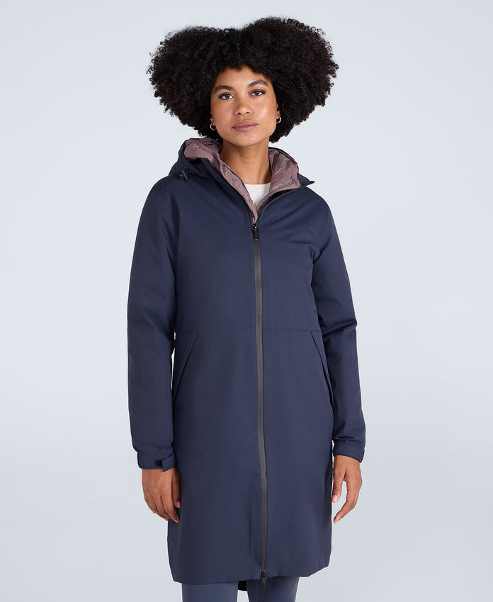 Pace Womens Longline Waterproof Jacket - Navy