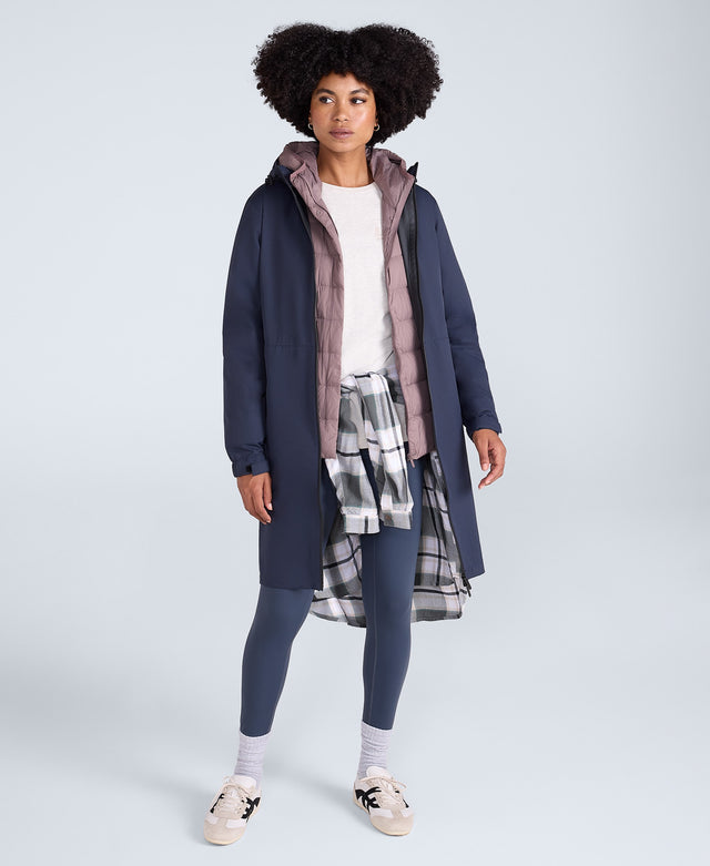 Pace Womens Longline Waterproof Jacket - Navy