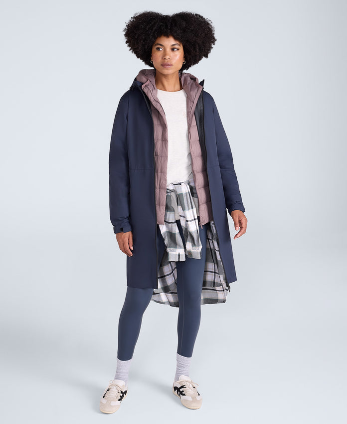Pace Womens Longline Waterproof Jacket - Navy
