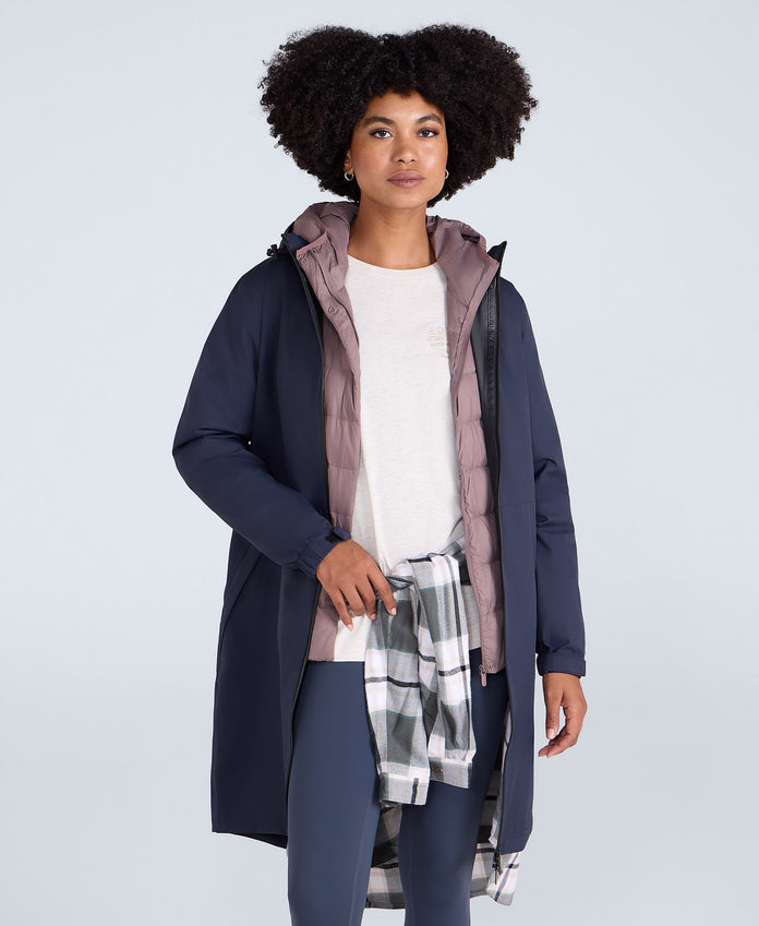 Pace Womens Longline Waterproof Jacket - Navy