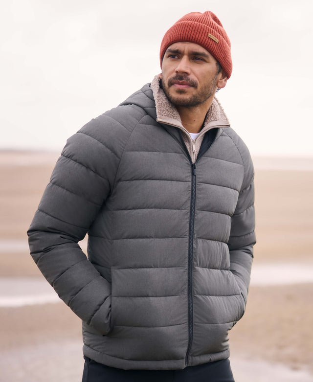 Light Cloud Cosi Marl Hooded Mens Padded Jacket - Khaki