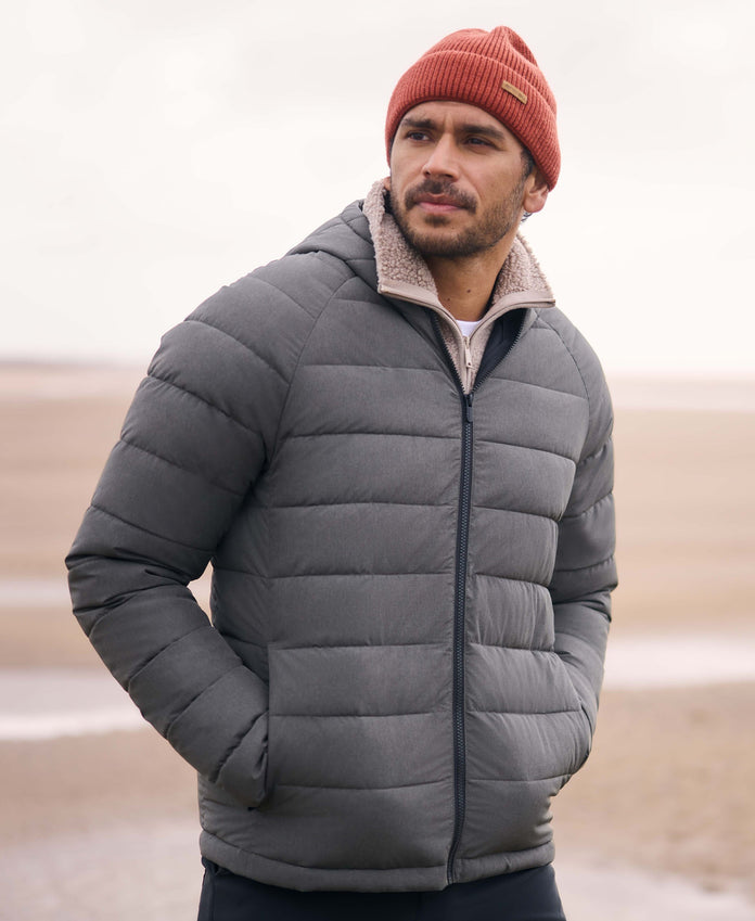 Light Cloud Cosi Marl Hooded Mens Padded Jacket - Khaki