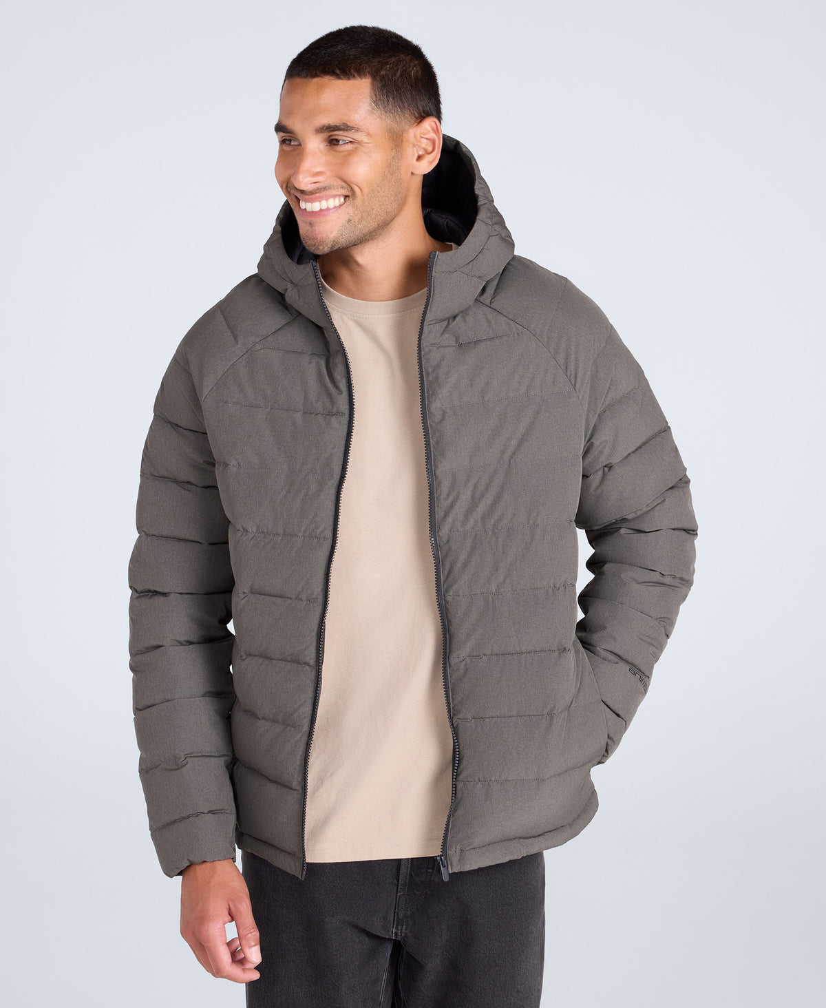 Light Cloud Cosi Marl Hooded Mens Padded Jacket - Khaki