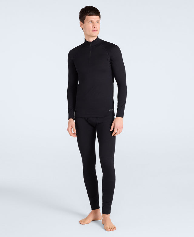 Merino Mens Half Zip - Black
