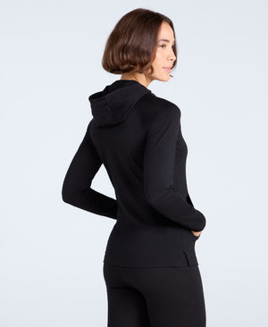Womens Merino Hoodie - Black