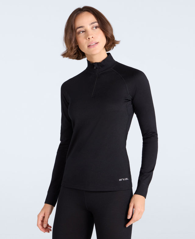 Womens Merino Half Zip - Black