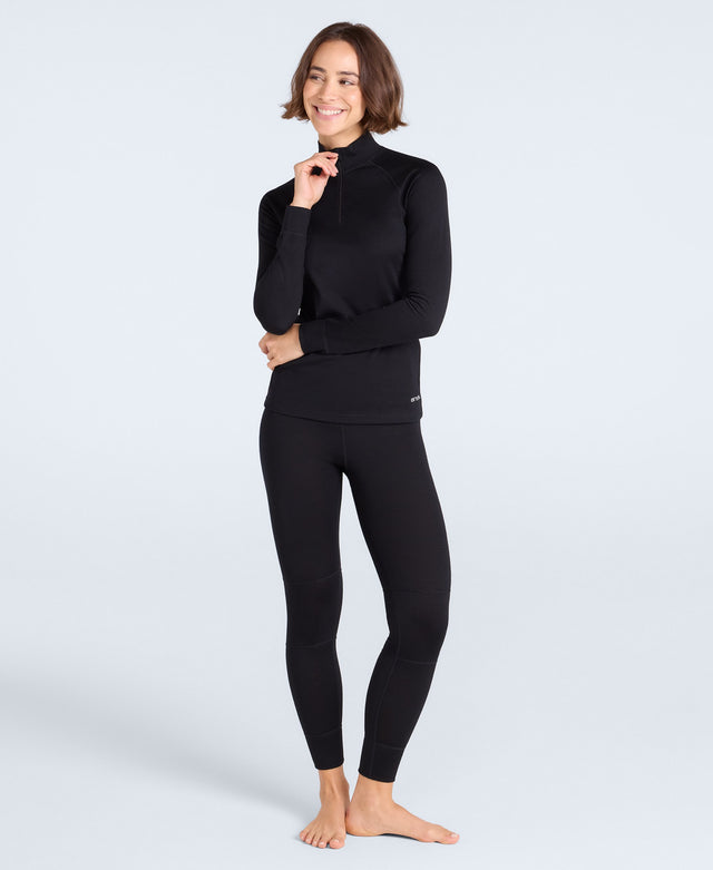 Womens Merino Half Zip - Black