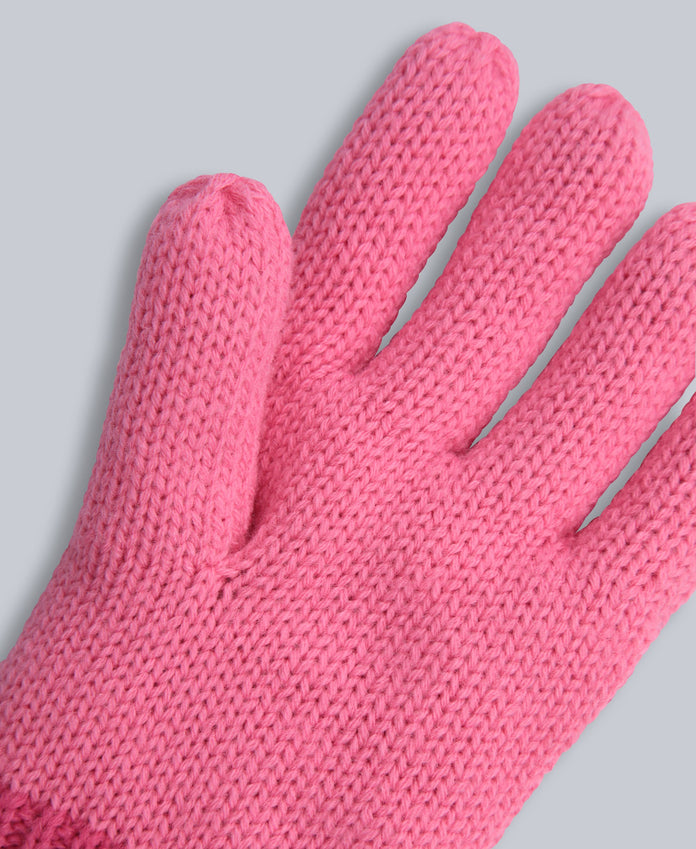 Kids Fur Lined Hat & Glove Set - Pink