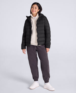 Womens Lightweight Down Packable Jacket - Jet Black