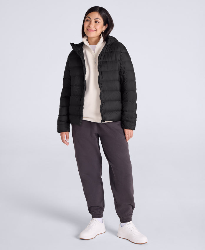 Womens Lightweight Down Packable Jacket - Jet Black